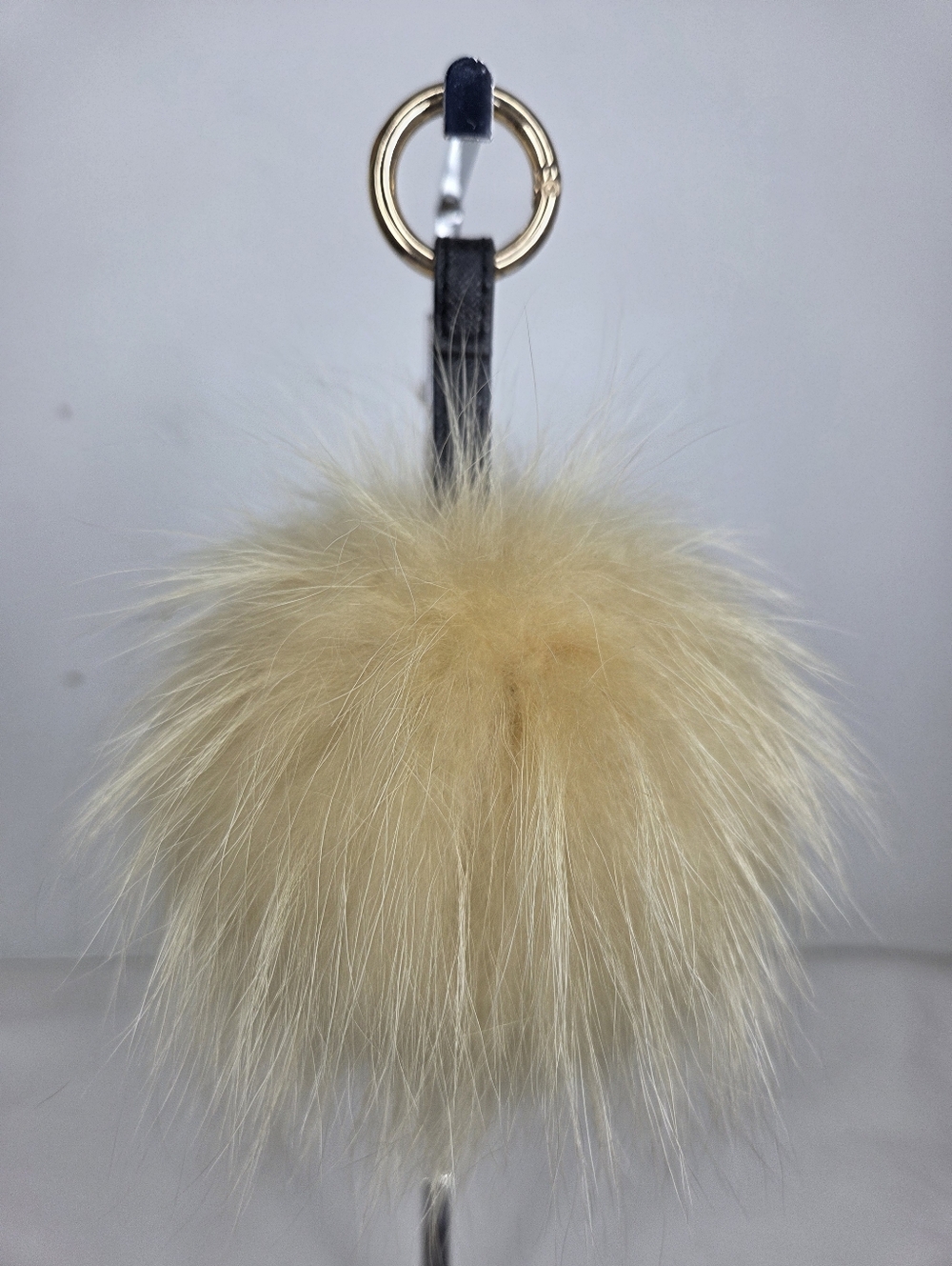 Linda Richards Pom Pom Keychain - Pale Yellow Fox Fur